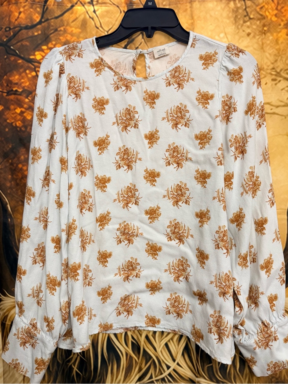 Wilfred White Blouse with Mustard Floral Print